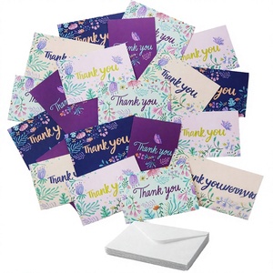 Embossed Offset <b>Printed</b> <b>Paper</b> Thank You Greeting Cards Flower Design for Mothers Day Fathers Day Anniversary-Kraft <b>Paper</b> - Product Image 2