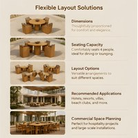 Ensemble de table et chaises d'extérieur pour hôtel, ensemble de table de jardin, ensemble de meubles d'extérieur en teck pour resort, table et chaises de salle à manger d'extérieur pour villa