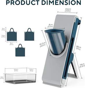 Cortador de Verduras Vertical 4 en 1, Picador de Cebolla y Patatas, Rebanador Mandolina para Cocina con Cuchillas Ajustables - Product Image 2