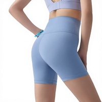   Shorts de cyclisme trois-quarts effet seconde peau, taille haute, effet push-up, pour le sport, le fitness, l'entraînement en extérieur, en nylon et élasthanne, style pantalon de yoga