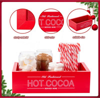 Boîte de rangement en bois pour chocolat chaud, décoration de Noël peinte, cadeau classique pour la maison, la cuisine, le bureau