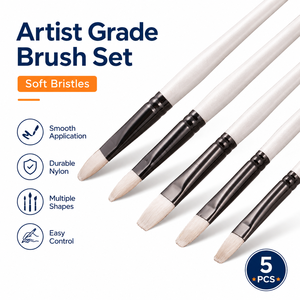 Professionnel de haute qualité 6 pièces <span class=keywords><strong>pinceau</strong></span> à poils blancs ensemble spécial <span class=keywords><strong>peinture</strong></span> à l'huile artiste pinceaux en gros - Product Image 1