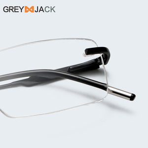 Monturas de gafas sin montura Grey Jack, estilo rectangular metálico, ligeras, unisex, para uso empresarial y casual. - Product Image 3