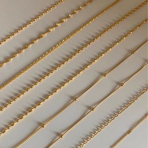 Gioielli minimalisti di moda in acciaio inossidabile placcato oro Dainty ovale piatto perline <span class=keywords><strong>cielo</strong></span> stellato maglia <span class=keywords><strong>collana</strong></span> a catena - Product Image 5