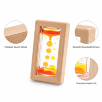 EDUsense Bouteille sensorielle rectangulaire en bois de hêtre et acrylique, grande goutte d'huile à flux lent, pour apaisement, suivi visuel, Montessori, autisme, TDAH