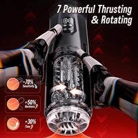 Masturbateur masculin Stroker 7 modes de poussée et de rotation & 7 modes de léchage vibrants Machine sexuelle mains libres Pocket Pussy Fonction éclatement à un clic