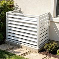 Vente en gros de couvertures de climatiseur extérieures en aluminium modernes, autoportantes, à persiennes, étanches et anti-poussière, pour terrasse