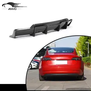 V Style Rear Bumper Carbon Fiber Model 3 Rear Diffuser Lip For Tesla Model 3 Sedan 4-Door 2016-2020