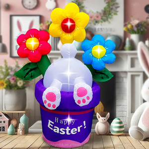 6FT Inflatable Easter Rabbit into Flower Basket Decoration LED Blow Up <b>Lighted</b> Yard Decor for Home Hotel Lawn Garden Party - Product Image 3