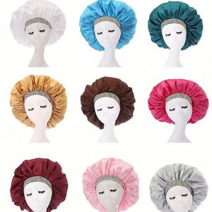 Bonnet de nuit en satin scintillant pour enfant avec logo personnalisé, large bande douce pour cheveux bouclés, tresses, bonnet en soie, cadeau - Product Image 2