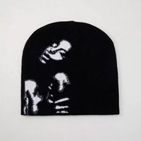Bonnet réversible multifonctionnel chaud en acrylique et laine jacquard à motif lettres, nouvelle collection automne-hiver pour hommes et femmes