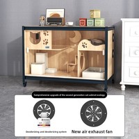 Moe Help Armoire d'intérieur de luxe en bois massif pour chats Nouveau style de vitrine TV Fermeture à boutons Grand espace pour chats et animaux de compagnie Meubles pour maisons
