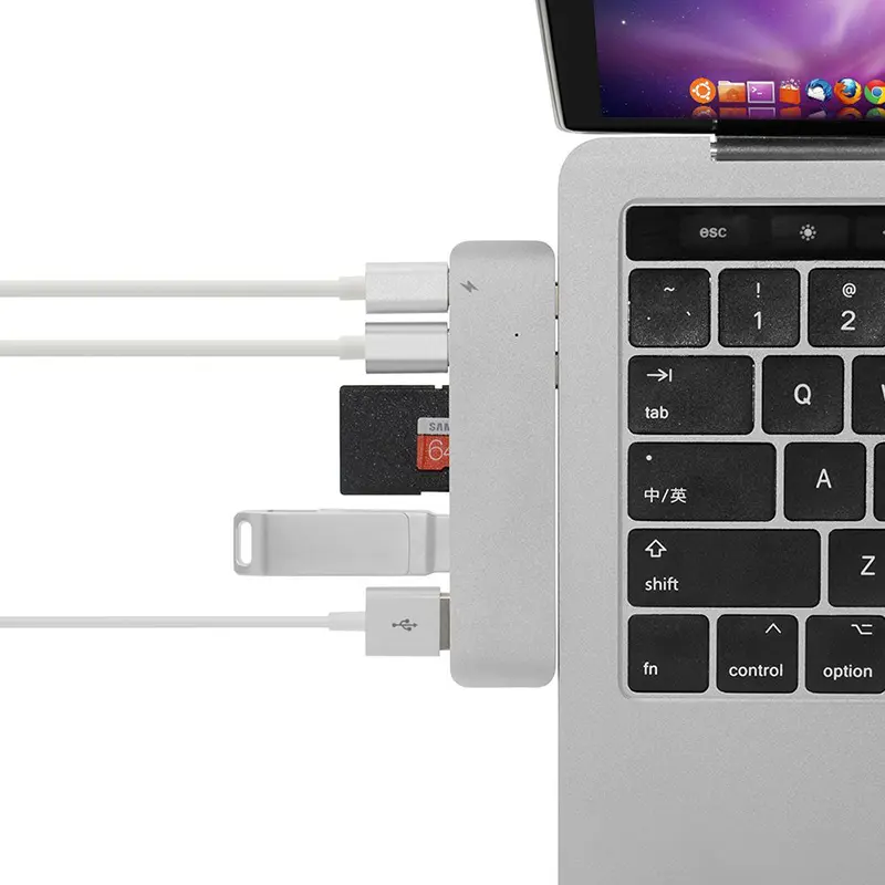 Wholesale Type C Hub Adapter/2 USB 3.0 ports/MicroCard/SD card/Dual Type-C ports,6 female port usb hub C 3.0 multi for Macbook