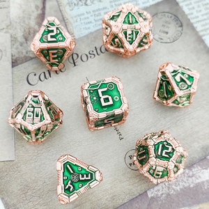 Juego de Dados Metálicos Steampunk para D&D, Dados Poliédricos con Esmalte Dorado y Azul para Juegos de Rol como Dungeons and Dragons, Regalos para Fanáticos de D&D - Product Image 3