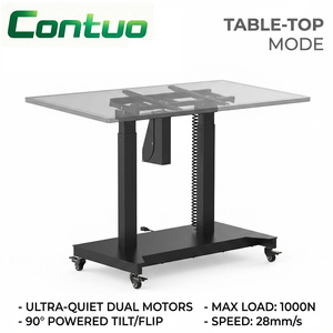 Support de moniteur mobile, chariot TV réglable en hauteur, rotation électrique à 90 degrés, support TV avec roulettes pour téléviseurs de 52 à 84 pouces - Product Image 1