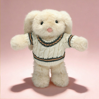 Peluche de lapin aux oreilles tombantes douce avec trois pulls tricotés, rembourrage en coton PP, jouet anti-stress de Pâques pour tous les âges