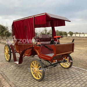 Vintage Electric Royal Carriage 4-<b>Wheel</b> Red Velvet European Style Wedding Sightseeing Vehicle - Product Image 2