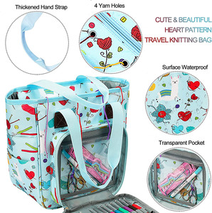 Material Oxford impermeable portátil plegable de gran capacidad Floral tejido personalizado cesta de mano organizador de almacenamiento de hilo bolsas - Product Image 3