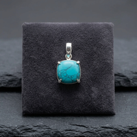 Pendentif carré en argent sterling avec pierre précieuse turquoise de haute qualité, magnifiques pierres précieuses, bijoux pour femmes, faits à la main, anniversaire, vente en gros, en vrac