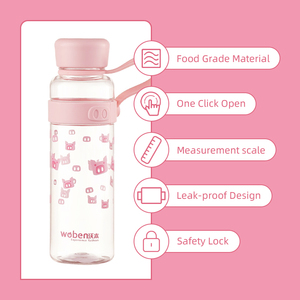 Botella de Agua de <span class=keywords><strong>PC</strong></span> de 520 ml a Prueba de Fugas, Diseño de Cerdito de Dibujos Animados, <span class=keywords><strong>Boca</strong></span> Ancha con Correa de Transporte, Portátil, Reutilizable y Ecológica - Product Image 4
