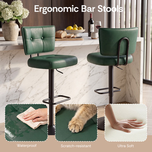 Counter Height <b>Bar</b> <b>Stool</b> Ergonomic Tufted <b>Back</b> <b>Bar</b> Chair Swivel Height Adjustable <b>Bar</b> <b>Stools</b> for Cafe Pub Kitchen - Product Image 5