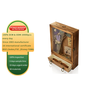 Wood Shadow Box Frame Display Memory Case Box 11.*15.9 Picture Frame With Drawer For Ticket Memorabilia Bouquet
