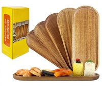 Set van 5 acaciahouten rustieke ovale serveerschalen - bulkverpakking voor eten, fruit, salade, kaas & hapjes (11,4x4,1 inch)