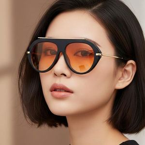 Lunettes de soleil surdimensionnées rétro 2026 avec logo personnalisé, monture large, verres dégradés, protection UV400, style aviateur pour femmes - Product Image 4