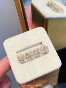 Xinfly 18K Gold <b>Fine</b> <b>Stud</b> <b>Earrings</b> 0.20CT Yellow Diamond & 0.1CT Yellow Sapphire Elegant 0.20ct Diamond Jewelry - Product Image 5
