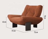 Fauteuil simple en velours léger et luxueux, style Waka Silent Wind rétro, ergonomique, écologique, design Emmi, style médiéval, pour salon