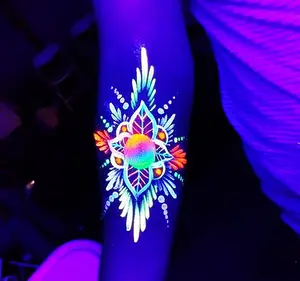 UV-Licht Tattoo Henna leuchtend benutzer definierte temporäre Glow in Dark wasserdicht für Frauen und Männer Arm Tatto/Tattoo Aufkleber