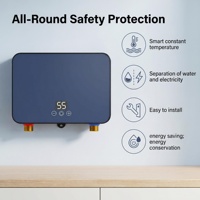 OEM/ODM Pemanas Air Listrik Instan 6KW/220V untuk Wastafel Dapur dengan Layar LED, Elemen Pemanas Aluminium Cor, Plastik Rumah Tangga, Bahasa Inggris