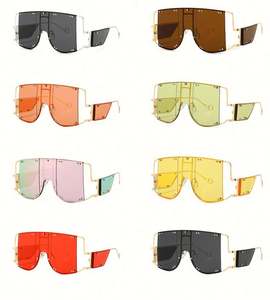 Gafas de Sol Cuadradas con Remaches, Negras, de Moda, con Logotipo Personalizado, Novedad, para Mujer, de una Sola Pieza, Tamaño Grande, Protección UV400 - Product Image 6