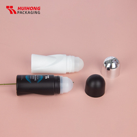 Flacon de déodorant roll-on personnalisé blanc et noir de 60 ml avec bille et couvercle en PP pour homme