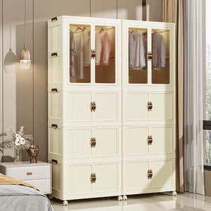 Placards multifonctionnels de <span class=keywords><strong>rangement</strong></span> de vêtements et jouets pour enfants Armoire de <span class=keywords><strong>rangement</strong></span> mobile pour chambre à coucher Organisateur de penderie en plastique avec roulettes - Product Image 6