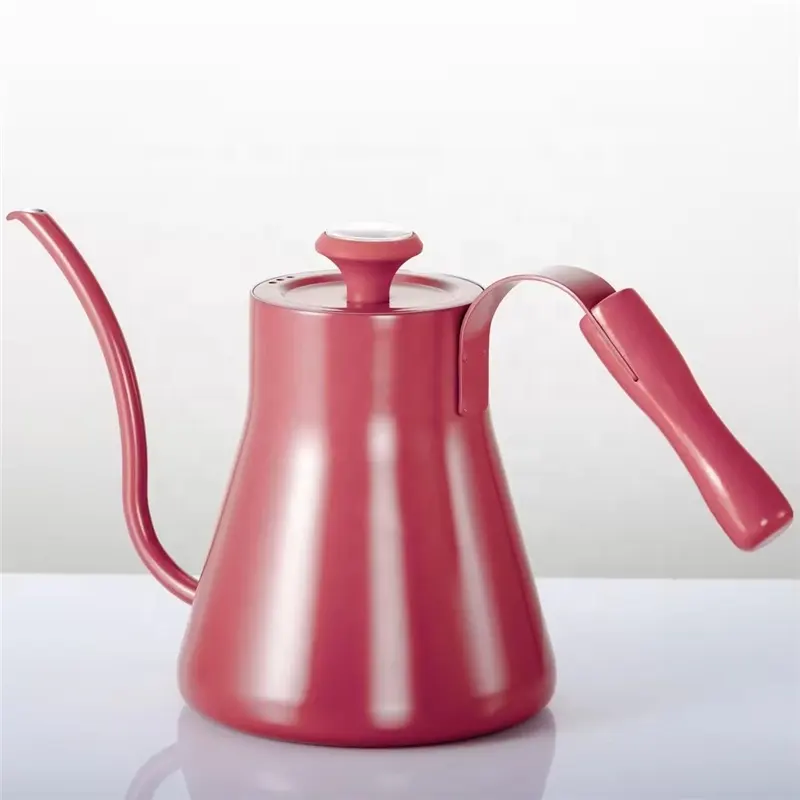 Pink Color Long Mouth 304 Stainless Steel Hand Drip Coffee Pot Coffee Kettle Built-In Thermometer