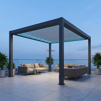 Pergola bioclimatique motorisée en aluminium avec structure thermolaquée, auvent de luxe pour balcon et terrasse