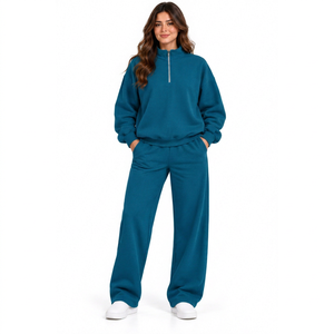 Conjunto de 2 Piezas con Logotipo Personalizado para Mujer, Ropa de Otoño Invierno, Trajes Deportivos, Sudadera con Capucha, Pantalones Deportivos, Chándal - Product Image 1