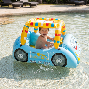 Flotteurs de piscine pour bébés et enfants en forme de voiture, avec auvent et siège de sécurité - Product Image 1