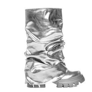 Bottes plateforme femme automne 2025 à bout rond mi-mollet, couleur argent et or, à semelle épaisse, style pantalon, marque Mujer - Product Image 2