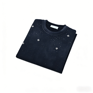 T-shirts décontractés surdimensionnés à col pour hommes, motif uni, délavage acide, 100 % coton tricoté 240g, respirant - Product Image 3