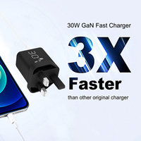 Chargeur portable double port Type-C, adaptateur secteur USB-C PD, chargeurs rapides 30W, chargeur ultra fin C et USB 3 broches