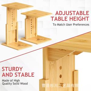 Bamboo Height Adjustable Sofa <b>Table</b> With Storage <b>C</b> <b>Shape</b> Side <b>Table</b> For Living Room Coffee <b>Table</b> - Product Image 3