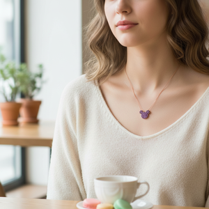 Cute <b>Mouse</b> Design Amethyst CZ Silver Jewelry Necklace Pendant Charm 925 Sterling Silver Handmade Wholesale Turkish Jewelry - Product Image 3