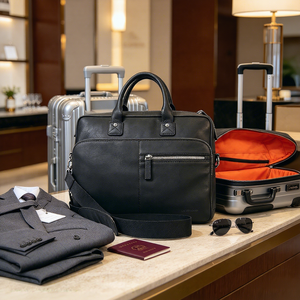 Porte-documents professionnel en simili cuir pour ordinateur portable, sac à main multi-poches, bandoulière amovible pour le bureau et les voyages - Product Image 3