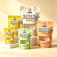 Pochette transparente à fermeture éclair, sac d'emballage en plastique de qualité alimentaire pour chips de bananes et noix, personnalisation en petites séries possible