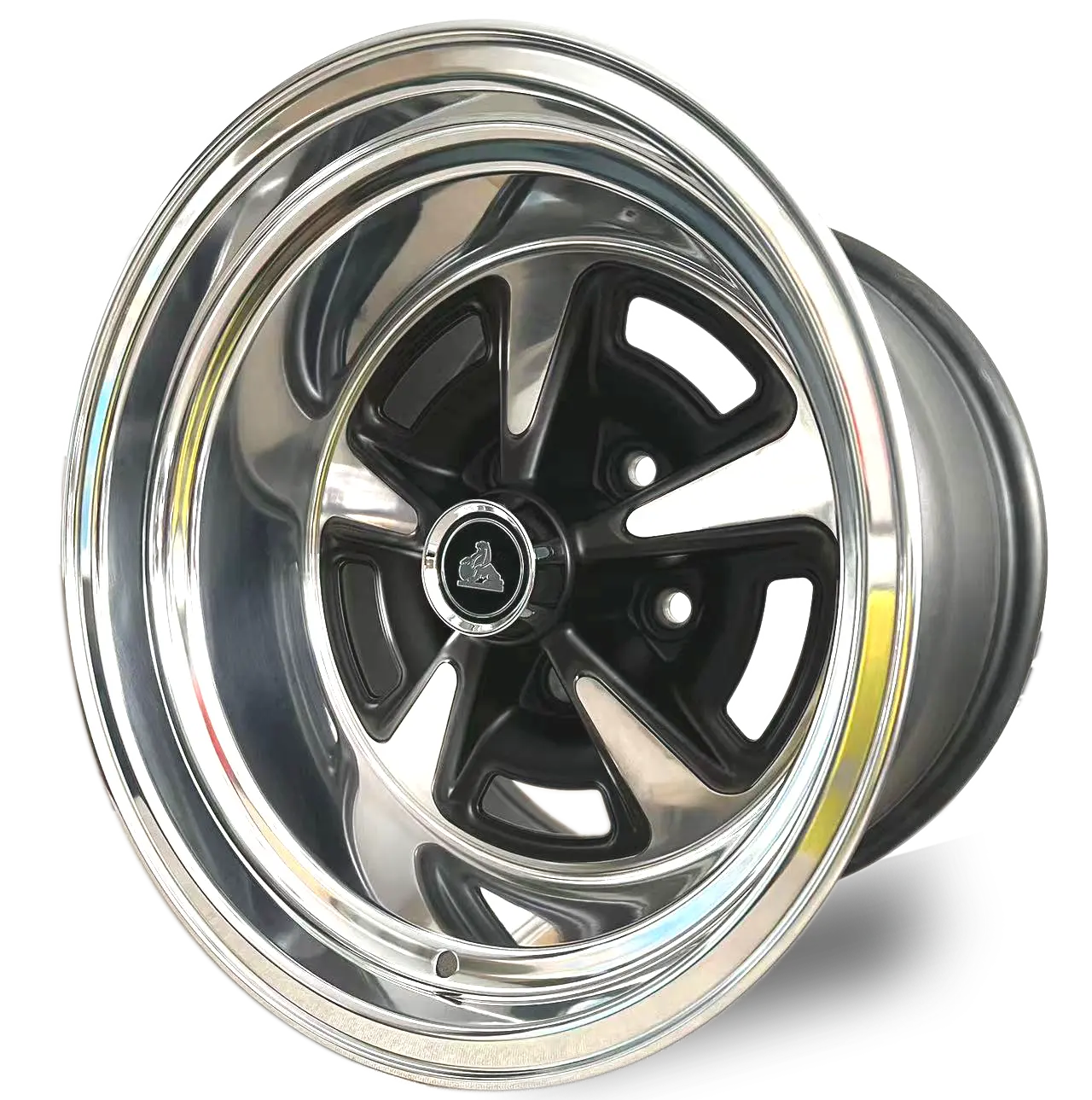 Polished satin black GTS sprint 15X8.0 5X120.65 ET0 backspace 4.5 inch holden wheels hand polished surface with Black inserts