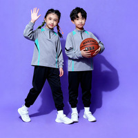 Ensemble de survêtement de football unisexe pour enfants, à manches longues, demi-zip, imprimé léopard, 100 % polyester, avec cordon de serrage