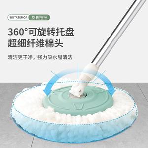 Rotary <b>Spin</b> <b>Mop</b> With <b>Bucket</b> Microfiber Rectangular Design For Indoor Cleaning No Hands Required Lazy Mopping Solution - Product Image 4