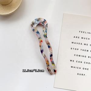 奇格农乌布包子风格豹纹龟发针叉配件波浪形法国醋酸纤维素U型剪毛棒 - Product Image 5